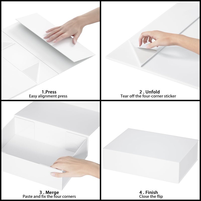 ROSTELACK White Gift Box 11.9" x 8.5" x 3.3" with Magnetic Closure Lid for Presents,Bridesmaid Gifts Boxe,Cute Box,Birthday Gift,Luxury for Gift Packaging, Magnetic Gift Boxes for Wrapping Gifts - Image 3